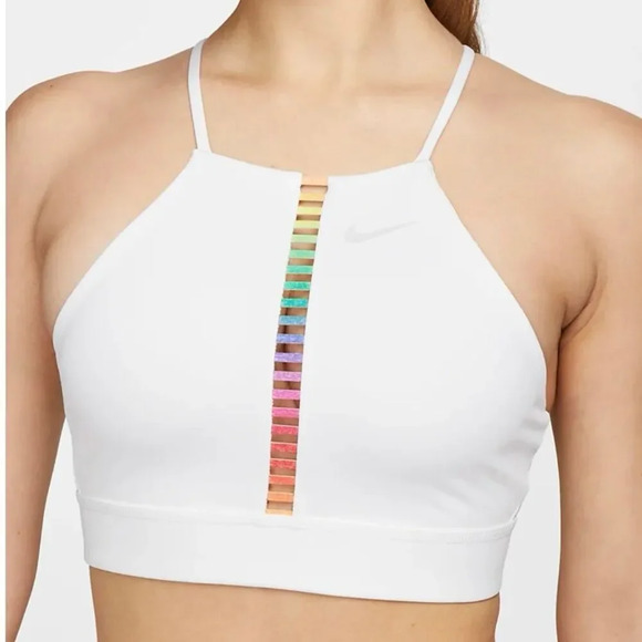 NIKE | Women's Dri-FIT Indy Rainbow Ladder Crossback  Sports Bra | Size Small - Picture 1 of 5